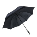 China supplier OEM nylon fabric black metal shaft rubber handle straight golf umbrella for outdoor